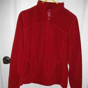 Women's Tek Gear 1/4 zip fleece. Large, red. princess seams, kangaroo pocket.